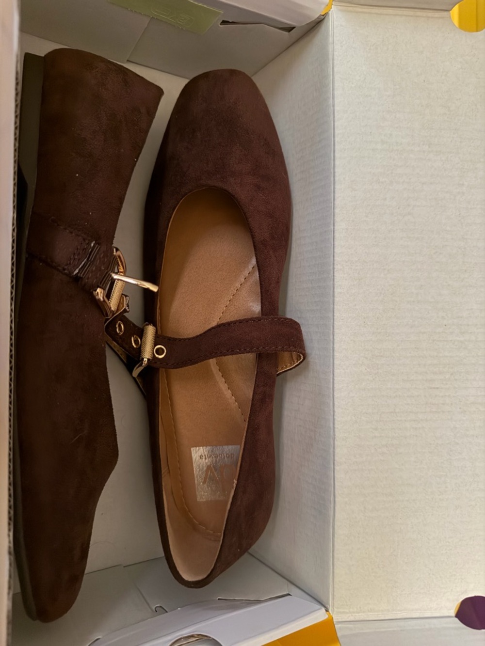 NWT Dolce Vita Chocolate Brown Suede Mary Jane Flats with Strap - Picture 4 of 8